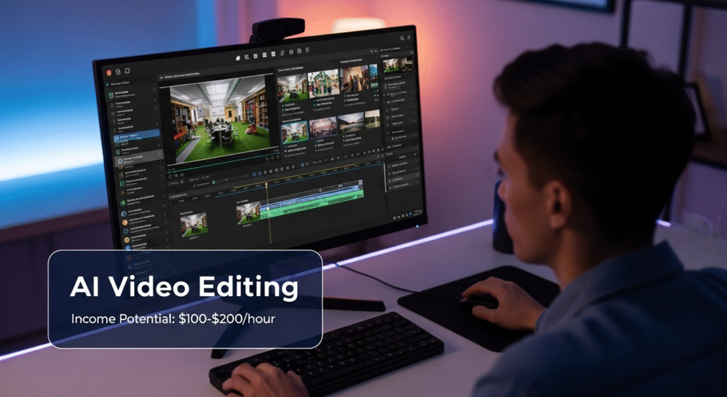 4. AI Video Editing (Income Potential: $100-$200/hour)